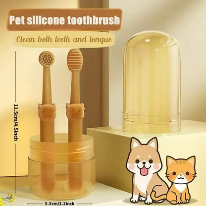 2Pcs Super Soft Tooth Brush Oral Cleaning Pet Toothbrush Remove Bad Breath Tartar Tooth Brush Dogs Cats Oral Care Mouth Cleaner