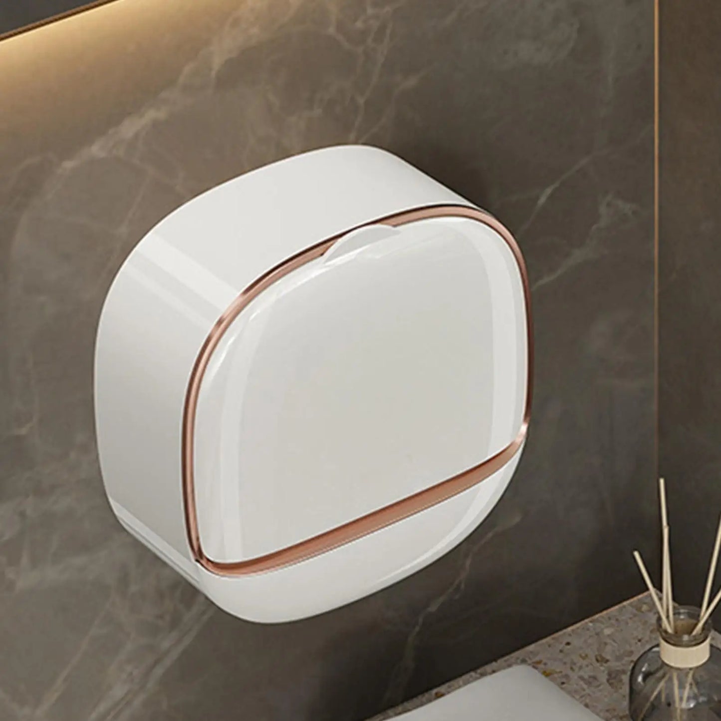 SoapGuard™ Wall Mounted Soap Holder with Lid – No Drill, Drainage System, Hygienic Soap Storage