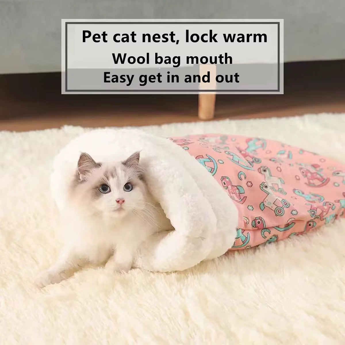 Warm Cat Sleeping Bag Fluffy Feel Thickened Winter Pet Pocket Type Quilt Bed Kitten Puppy Soft Comfortable Nest Pet Supplies