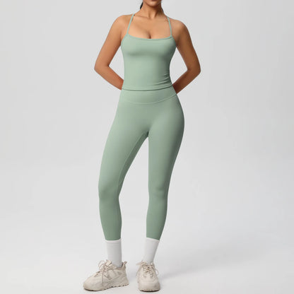 Halter Yoga Top Set Fitness Gym Suit Training Sleeveless