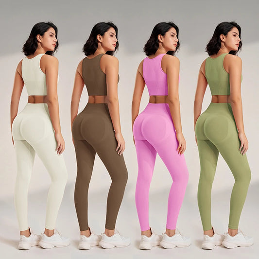 Two Pieces Yoga Set " Premium Quality", High Waisted Leggings and Top