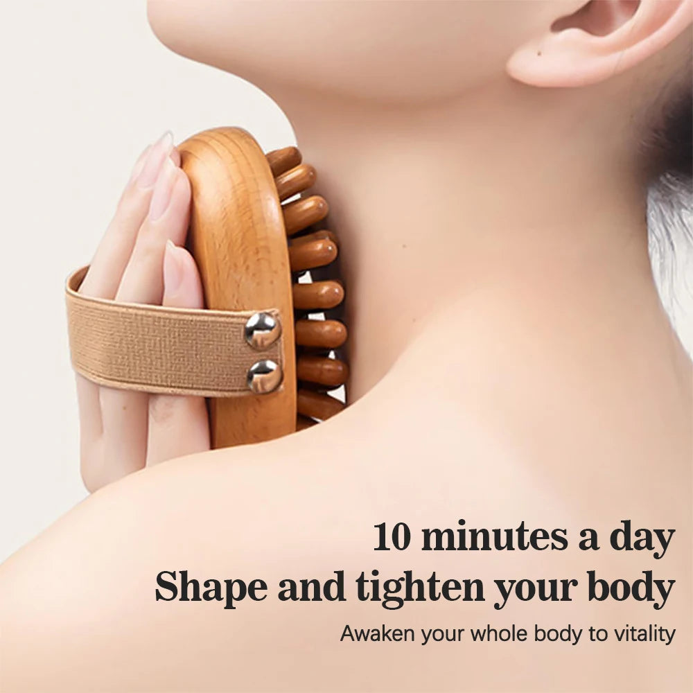 Body Anti Cellulite Cushion Meridian Brush Multi-Functional Wooden Spa Air Cushion Massage Hair Comb Scalp Body Massage Brush