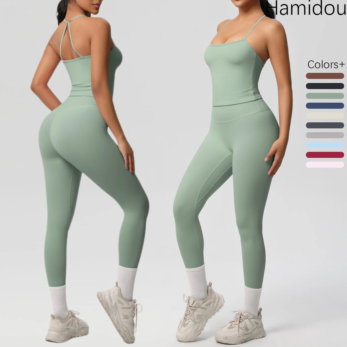 Halter Yoga Top Set Fitness Gym Suit Training Sleeveless