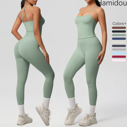 Halter Yoga Top Set Fitness Gym Suit Training Sleeveless