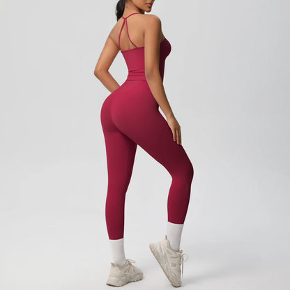 Halter Yoga Top Set Fitness Gym Suit Training Sleeveless