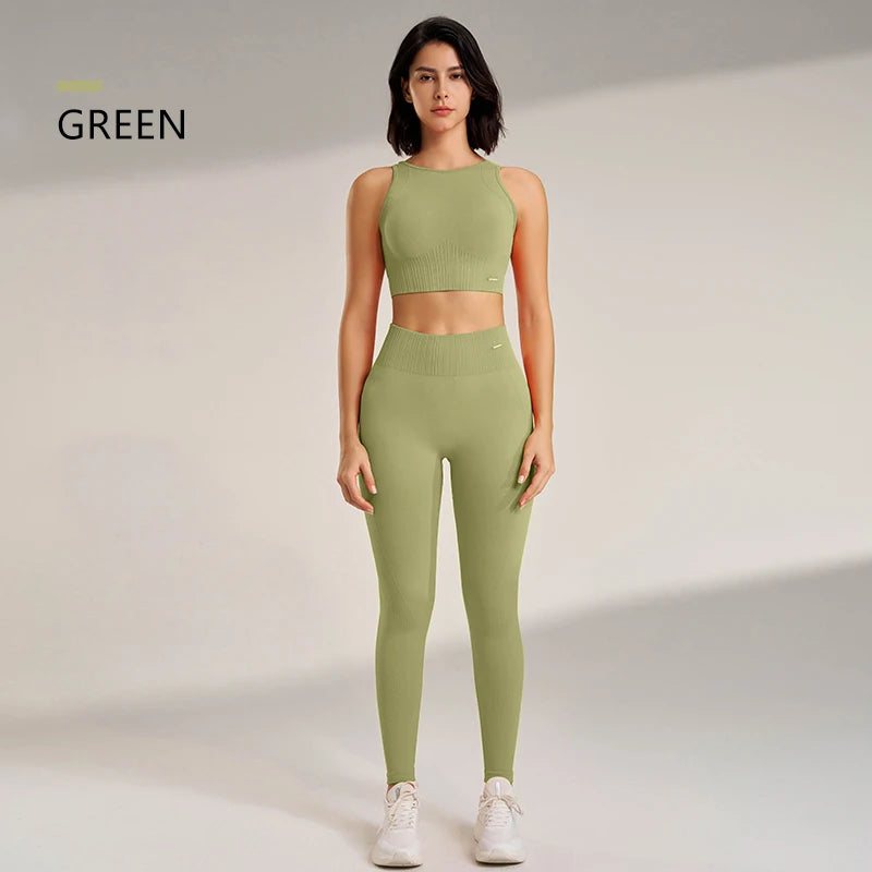 Two Pieces Yoga Set " Premium Quality", High Waisted Leggings and Top