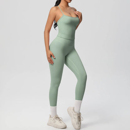 Halter Yoga Top Set Fitness Gym Suit Training Sleeveless