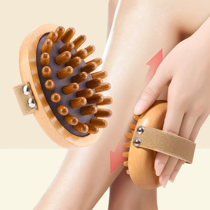 Body Anti Cellulite Cushion Meridian Brush Multi-Functional Wooden Spa Air Cushion Massage Hair Comb Scalp Body Massage Brush