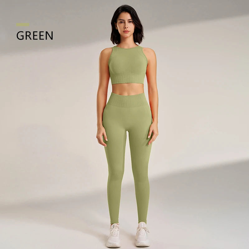 Two Pieces Yoga Set " Premium Quality", High Waisted Leggings and Top