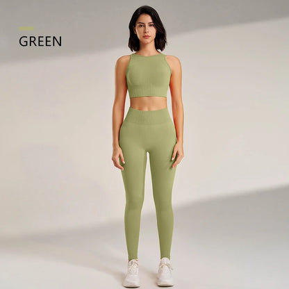 Two Pieces Yoga Set " Premium Quality", High Waisted Leggings and Top