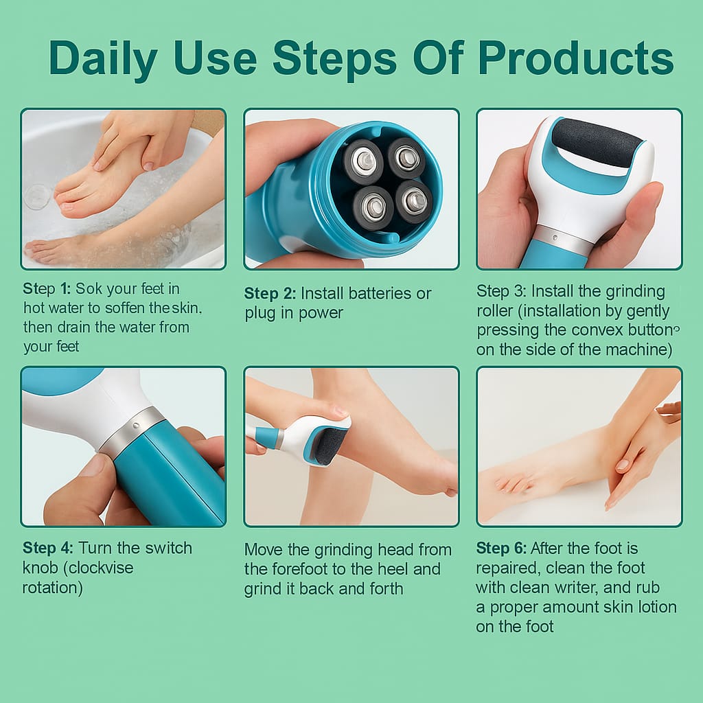 New & Improved Electric Foot Grinder – Gently Removes Dead, Dry & Cracked Skin for Salon-Smooth Feet