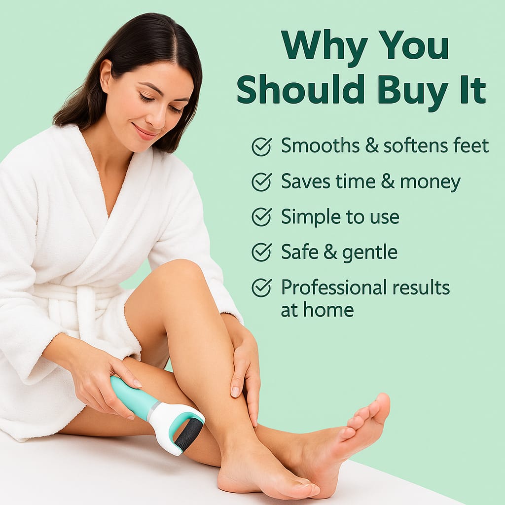 New & Improved Electric Foot Grinder – Gently Removes Dead, Dry & Cracked Skin for Salon-Smooth Feet