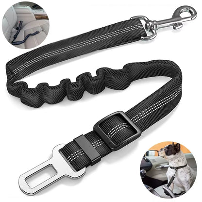 Durable Nylon Dog Seat Belt for Small Large Dogs Adjustable Reflective Elastic Lead Puppy Travel Car Safety Rope French Bulldog