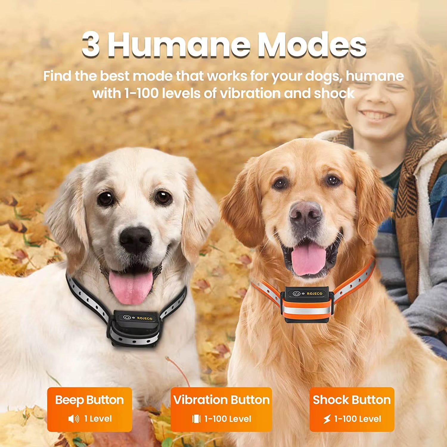 1000M Electric Dog Training Collar Remote Control Training Collar for Pet Rechargeable Dog Bark Control Stop Shock Collar